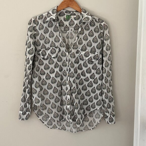 Roller Rabbit Peacock paisley Print Button Down Size Medium - Picture 4 of 10